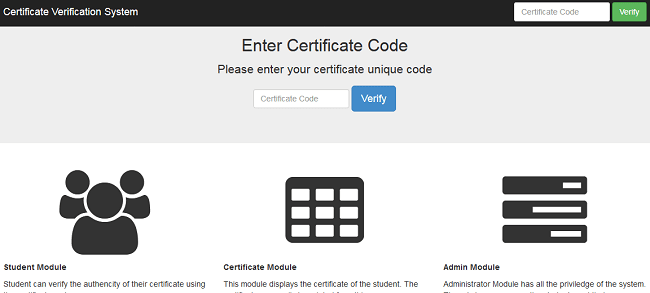 Web-based university certificate verification system (PHP source codes)