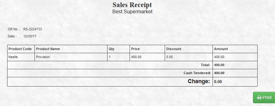 Cash receipt generating system (PHP source codes)