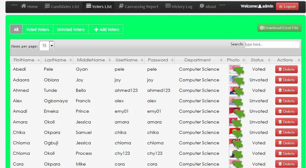 Online campus voting system (PHP Source codes)