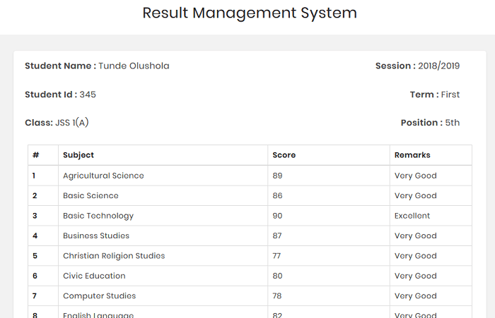 Online result checking portal for secondary schools (PHP source codes)