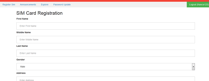 Web-based SIM card registration system (PHP source codes)