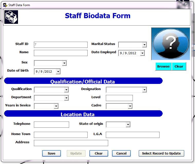 Computerized staff records