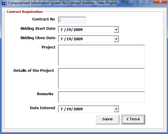 Contract bidding information system Contract bidding information system