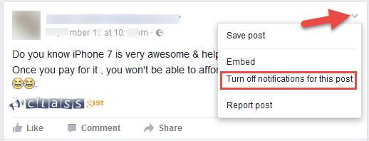 Turn Off comment notifications for individual and group messages/posts on Facebook