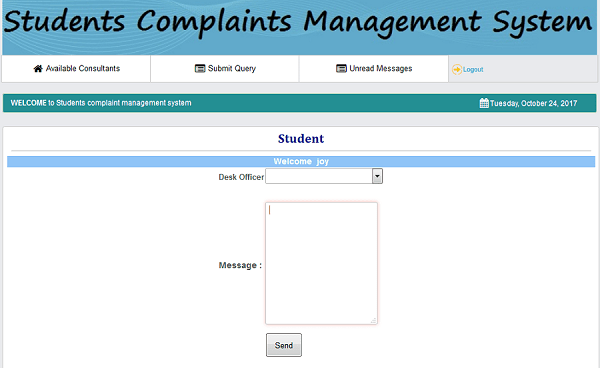 Online student complaints management system