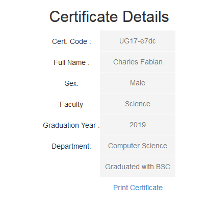 Web-based university certificate verification system (PHP source codes)
