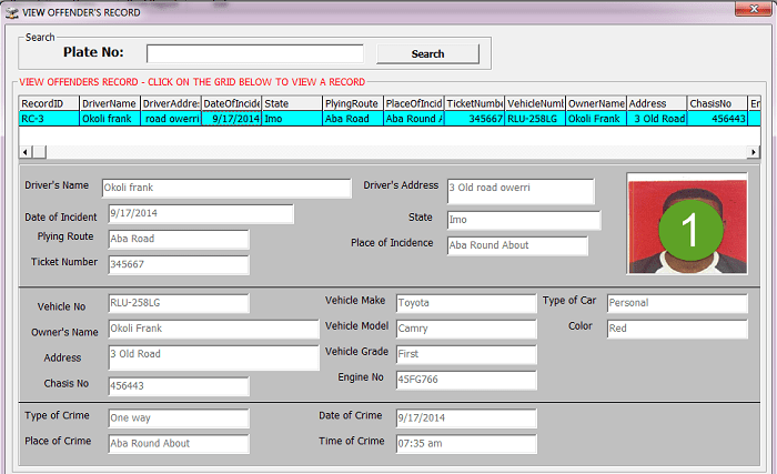 Traffic offence documentation system Traffic offence documentation system