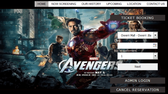 Cinema booking system (PHP source codes)