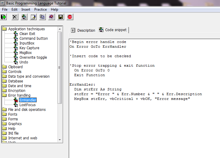 Computer aided tutor for teaching basic programming language