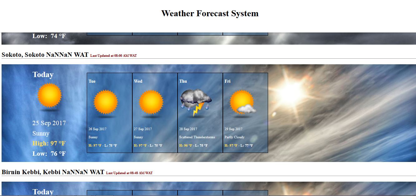 Weather forecast system (PHP source codes)