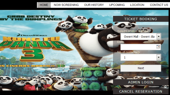 Cinema booking system (PHP source codes)