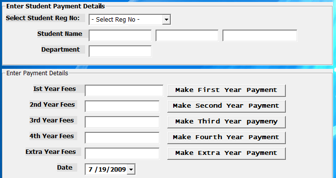 Database management system for students account records