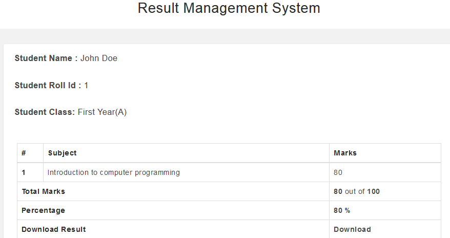 Online students result processing management system (free php source codes)