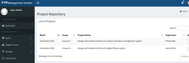 Web-based final year students research project supervision management system (PHP source codes)