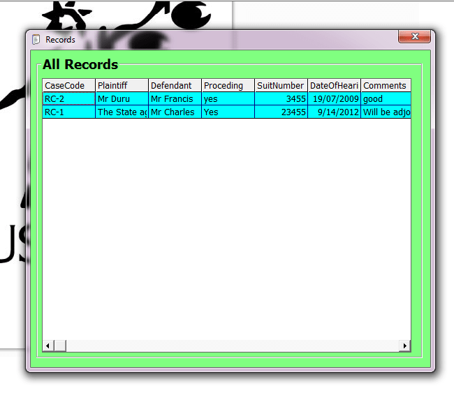 Court case scheduling system