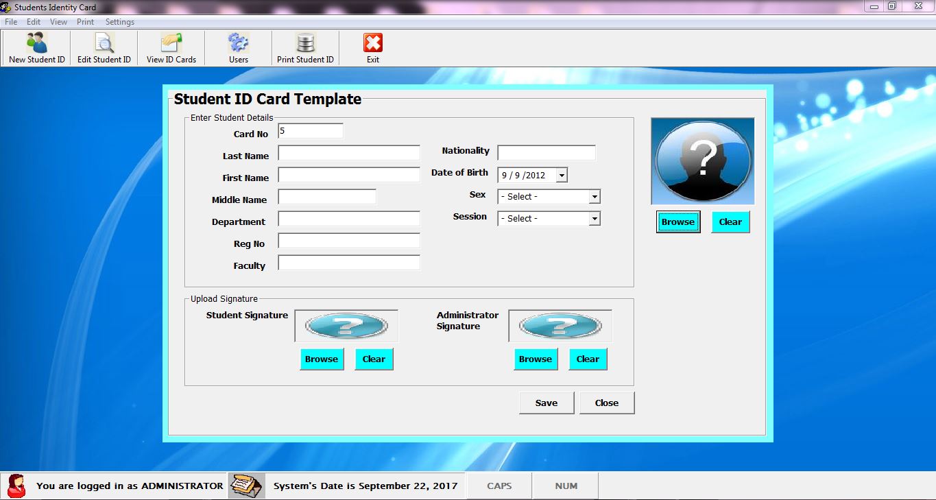 Computerized students identity card system source codes