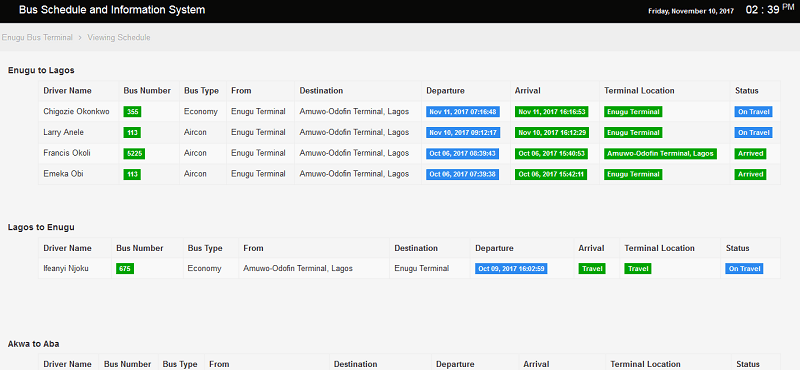 Bus scheduling system