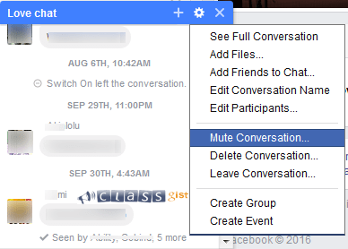 Mute a group chat conversation on Facebook